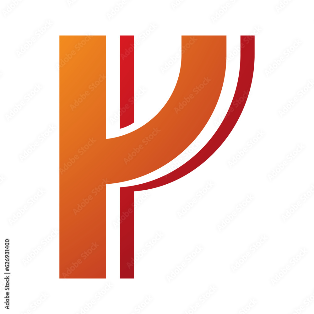 Orange and Red Striped Shaped Letter Y Icon Orange and Red Striped Shaped Letter Y Icon