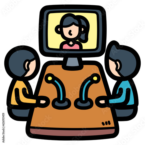 video conference filled outline icon style