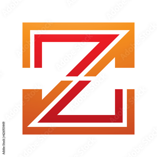 Orange and Red Striped Shaped Letter Z Icon