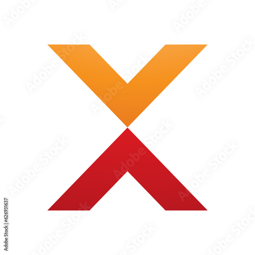 Orange and Red V Shaped Letter X Icon