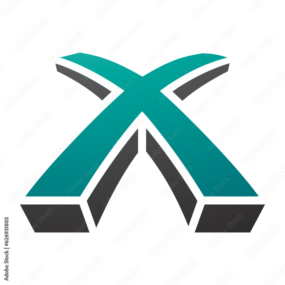 Persian Green and Black 3d Shaped Letter X Icon Persian Green and Black 3d Shaped Letter X Icon
