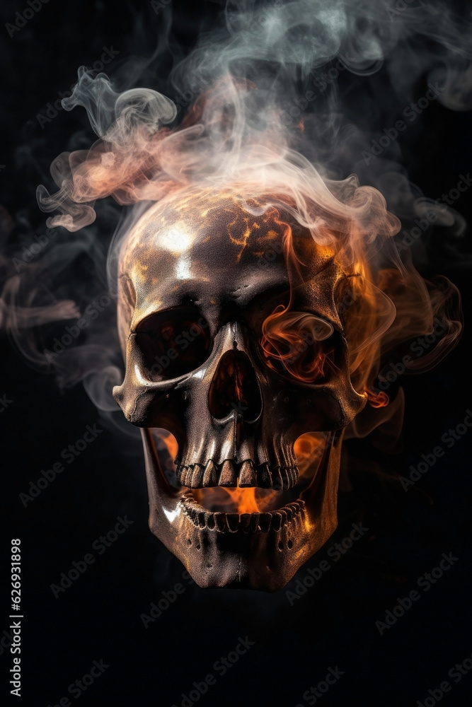 flaming skull of light. fire and flames and smoke. flaming skull of light. fire and flames and smoke.