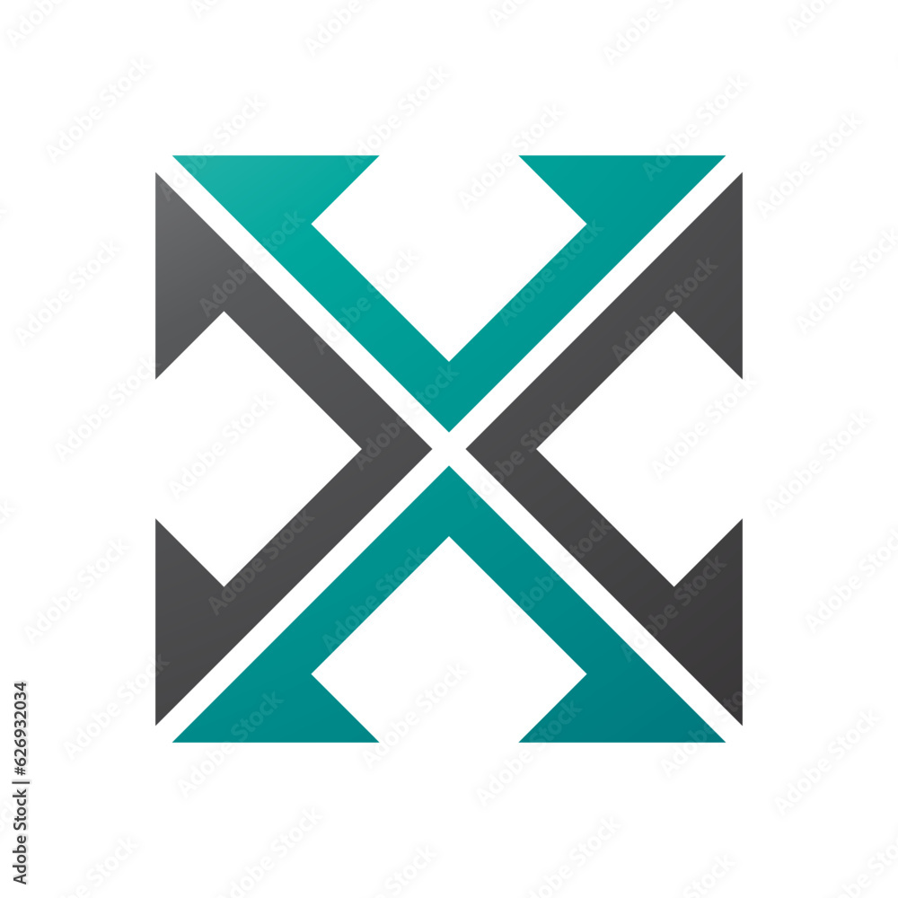 Persian Green and Black Arrow Square Shaped Letter X Icon Persian Green and Black Arrow Square Shaped Letter X Icon