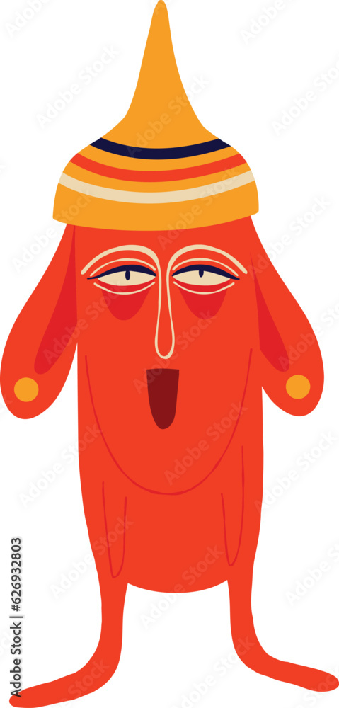 Orange funny dog with funny smile face and legs and hands. Illustration in a modern childish hand-drawn style Orange funny dog with funny smile face and legs and hands. Illustration in a modern childish hand-drawn style