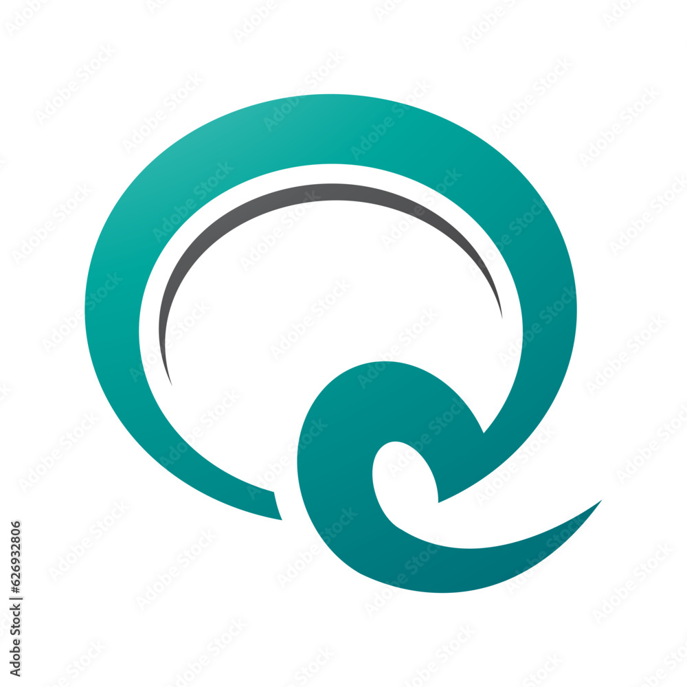 Persian Green and Black Hook Shaped Letter Q Icon Persian Green and Black Hook Shaped Letter Q Icon