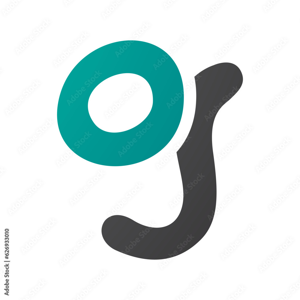 Persian Green and Black Letter G Icon with Soft Round Lines Persian Green and Black Letter G Icon with Soft Round Lines