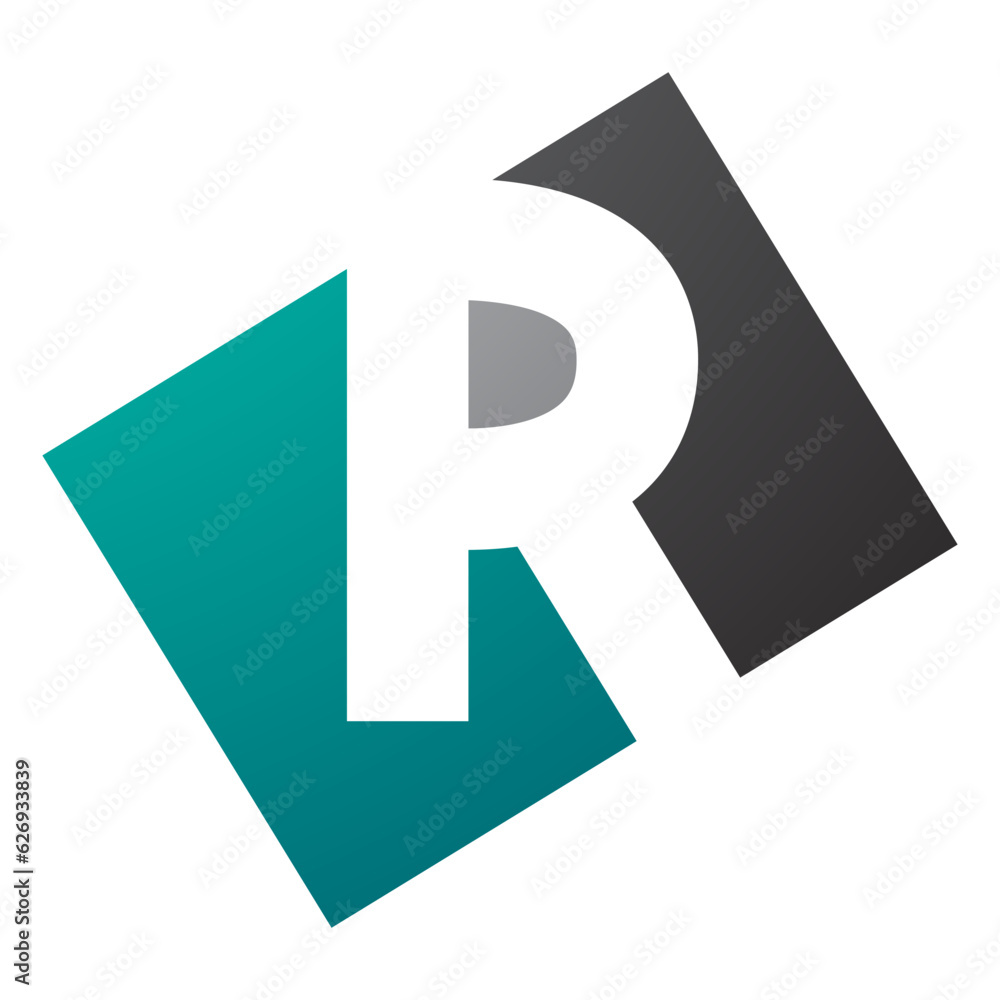 Persian Green and Black Rectangle Shaped Letter R Icon Persian Green and Black Rectangle Shaped Letter R Icon