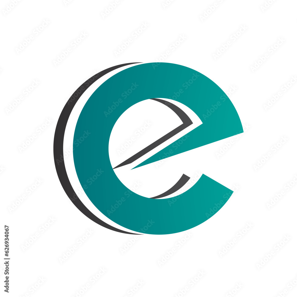 Persian Green and Black Round Layered Lowercase Letter E Icon Persian Green and Black Round Layered Lowercase Letter E Icon