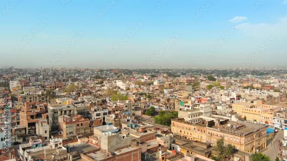 Jaipur, India: Aerial view of capital and largest city of Rajasthan - landscape panorama of South Asia from above Jaipur, India: Aerial view of capital and largest city of Rajasthan - landscape panorama of South Asia from above