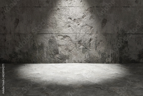 Tablou pe pânză Spotlight shining on concrete wall plates and floor