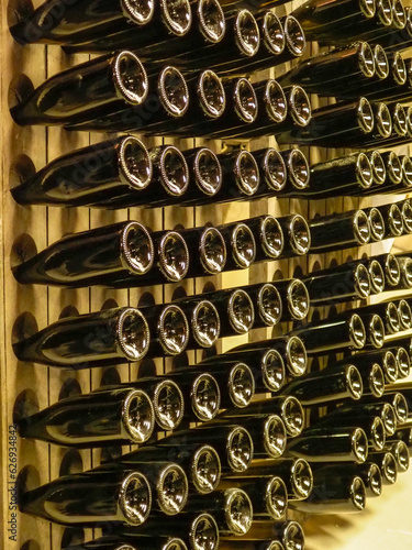 Wine bottles placed for drying
