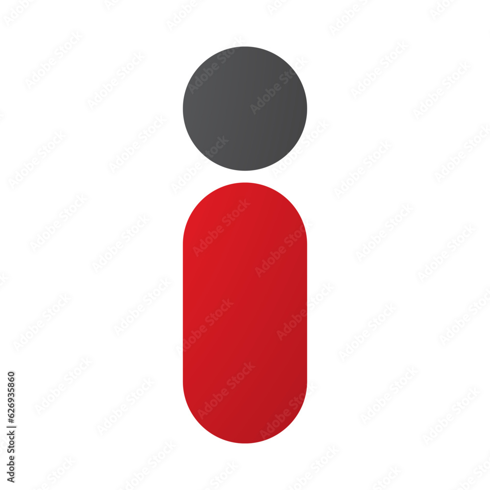 Red and Black Abstract Round Person Shaped Letter I Icon Red and Black Abstract Round Person Shaped Letter I Icon