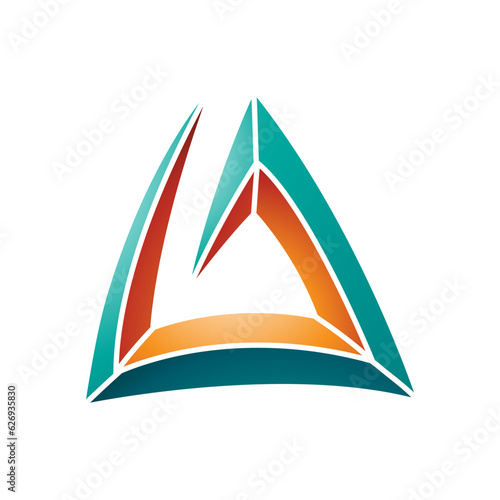 Persian Green and Orange Triangular Spiral Letter A Icon