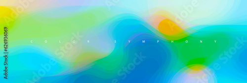 Color Symphony. Colorful abstract futuristic web banner advertising background,  blue, violet, yellow, orange, turquoise tones