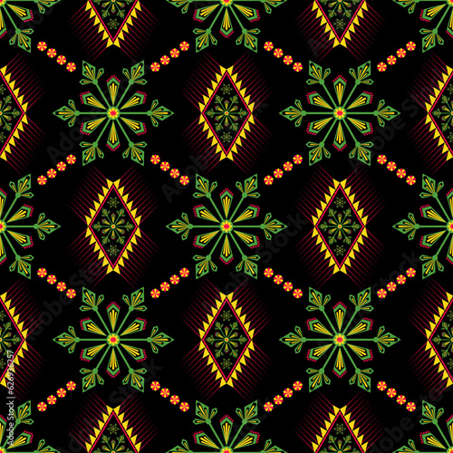 Geometric ethnic pattern seamless flower color. seamless pattern. Design for fabric,curtain,background,carpet,wallpaper,clothing,wrapping,Batik,mandalas,fabric,Vector illustration. pattern style.