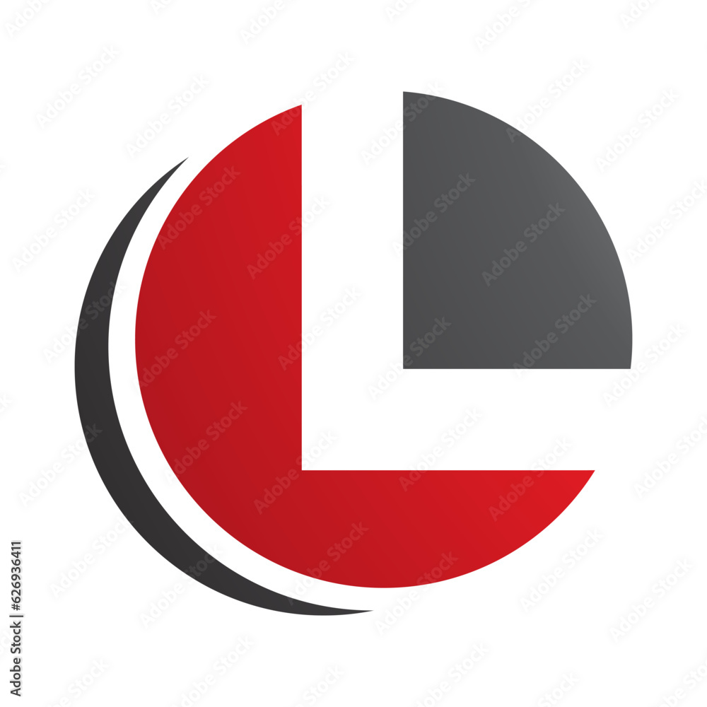 Red and Black Circle Shaped Letter L Icon Red and Black Circle Shaped Letter L Icon