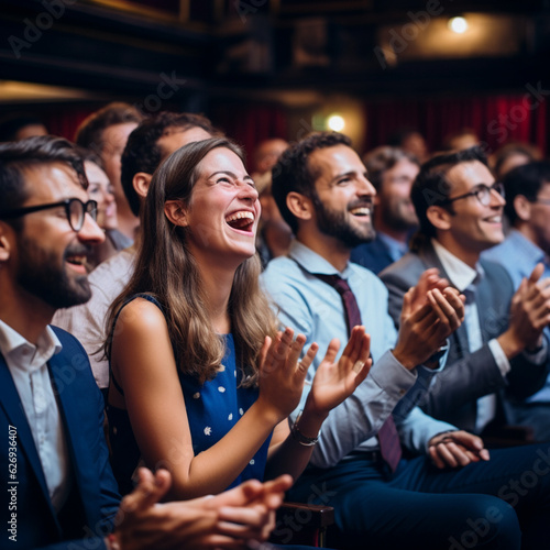 Audience applauding during a presentation. Generative AI. © DALU11