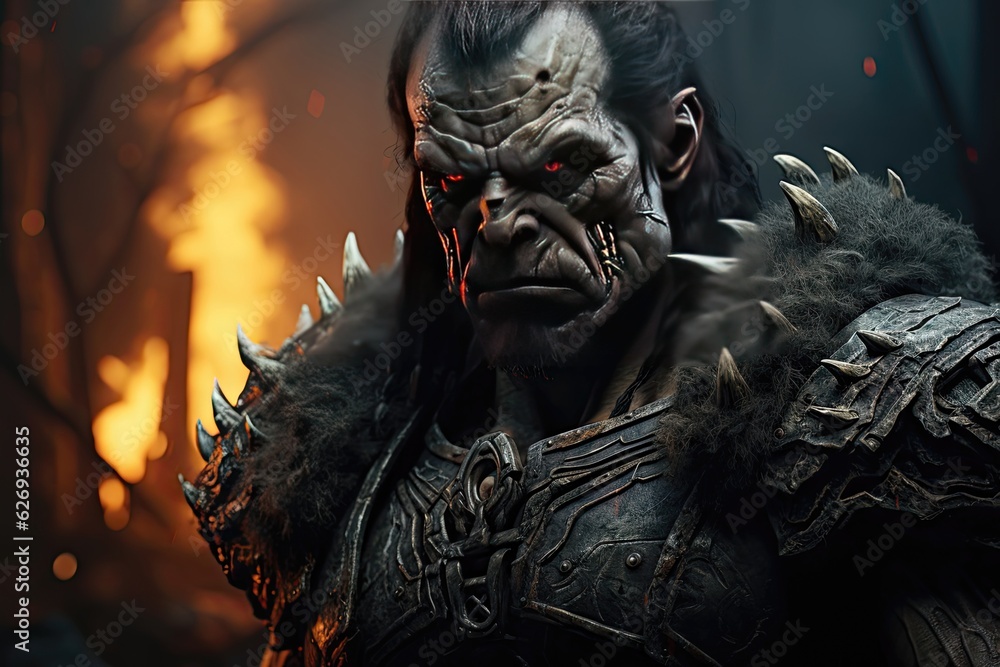 Epic Encounter: An Ominous and Menacing Portrait of a Powerful Angry Orc Warrior Monster in a Dark and Eerie Fantasy Universe Generative AI Epic Encounter: An Ominous and Menacing Portrait of a Powerful Angry Orc Warrior Monster in a Dark and Eerie Fantasy Universe Generative AI