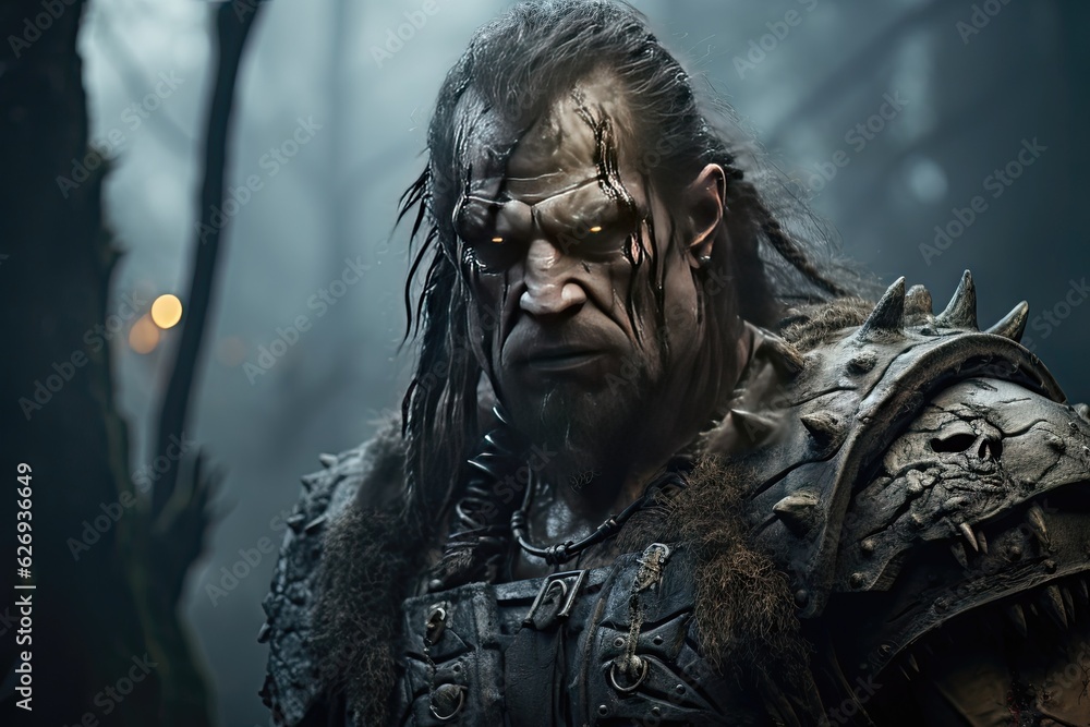 Confronting the Unstoppable: Witness the Terrifying Visage of a Menacing Angry Orc Warrior Monster in an Eerie Fantasy Realm Generative AI Confronting the Unstoppable: Witness the Terrifying Visage of a Menacing Angry Orc Warrior Monster in an Eerie Fantasy Realm Generative AI