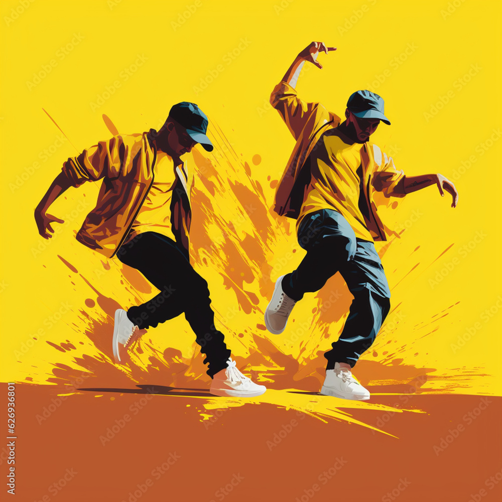 Young people dancing break dance. Generative AI. Young people dancing break dance. Generative AI.