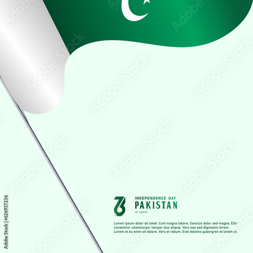 Happy Independence Day Republic Of Pakistan, 14 august. greeting card with white and green colors design