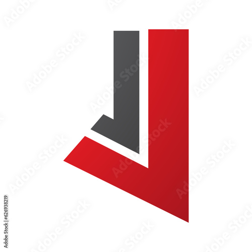 Red and Black Letter J Icon with Straight Lines