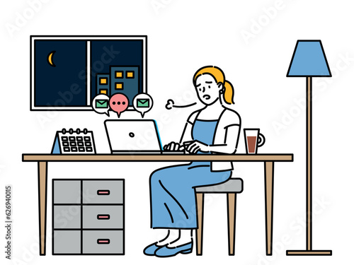 An office worker staying up late
