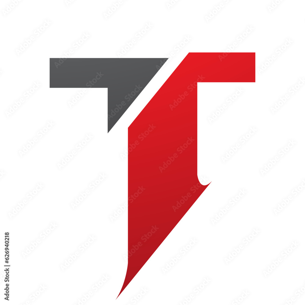 Red and Black Split Shaped Letter T Icon Red and Black Split Shaped Letter T Icon