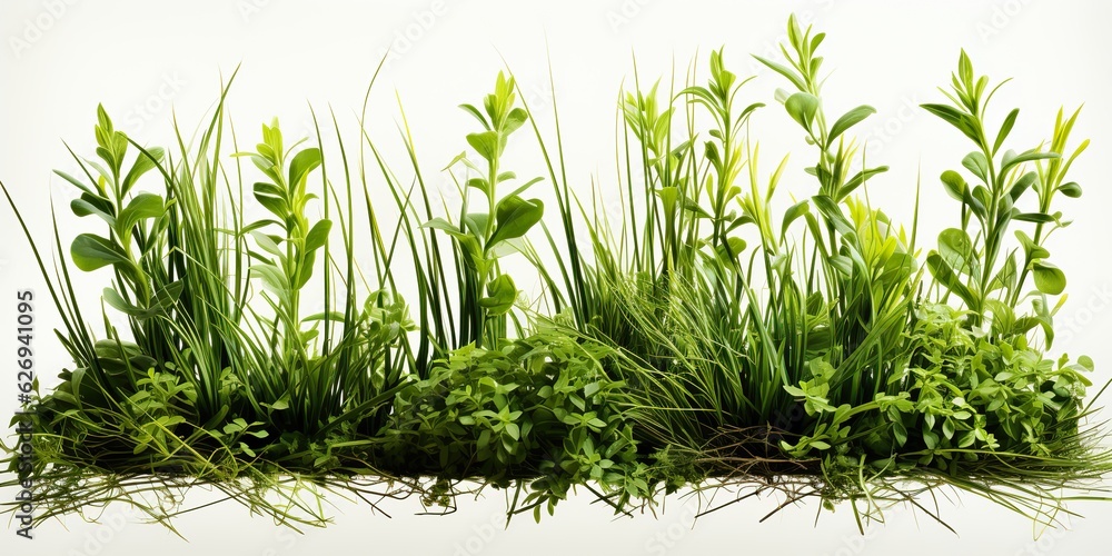 Obraz premium AI Generated. AI Generative. Nature outdoor wild green grass background. Plant field landscape. Graphic Art