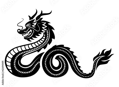 2024 symbol year. Traditional chinese dragon  for greeting card, invitation in cartoon style. Vector on transparent background