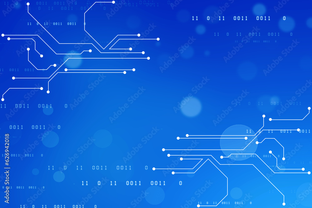 Naklejka premium Abstract futuristic circuit board Illustration, Circuit board with various technology elements. Circuit board pattern for digital abstract technology background