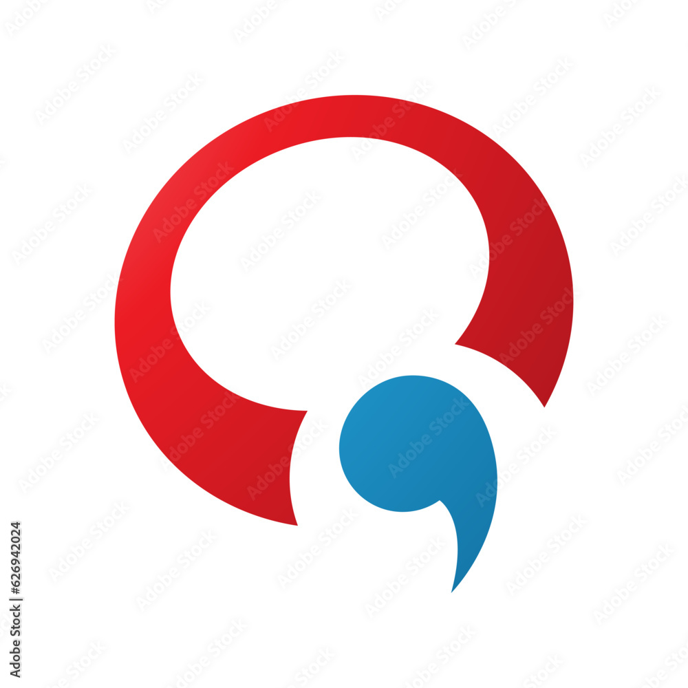 Red and Blue Comma Shaped Letter Q Icon Red and Blue Comma Shaped Letter Q Icon