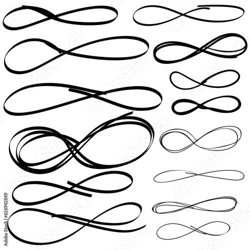 Set of hand drawn infinity sign isolated. Vector illustration emblem endless hand drawn with marker.