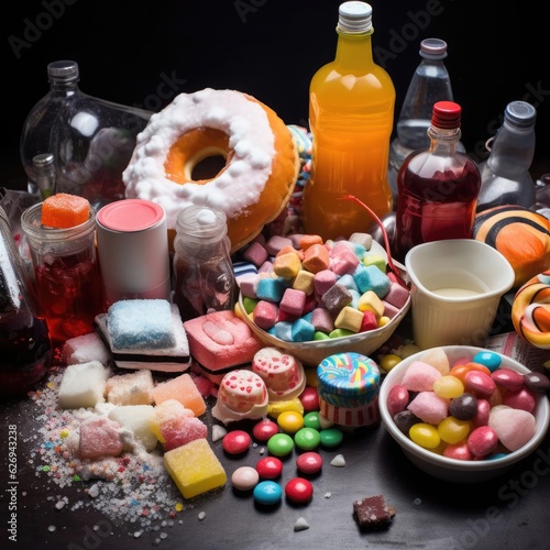 Junk food. Sugar and food additives