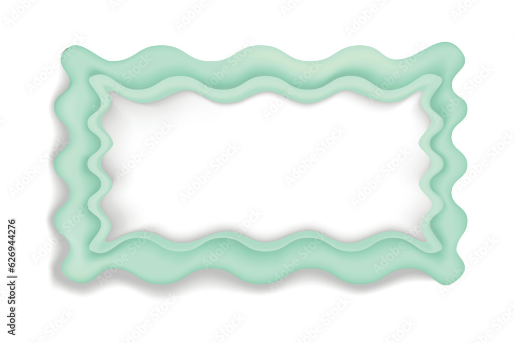 Volumetric rectangular wavy frame with an empty space in the center with an inflatable green border Volumetric rectangular wavy frame with an empty space in the center with an inflatable green border