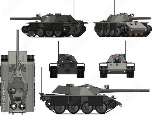 Vector illustration cartoon sketch of tank fighting vehicle with cannon