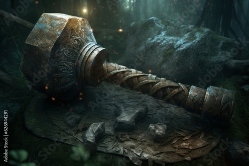 Ancient fantasy hammer. Generate Ai