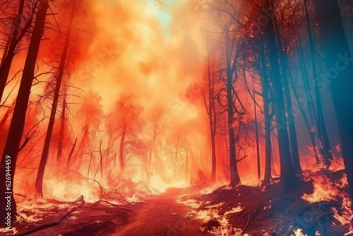 Extreme forest fire. Generate Ai © nsit0108