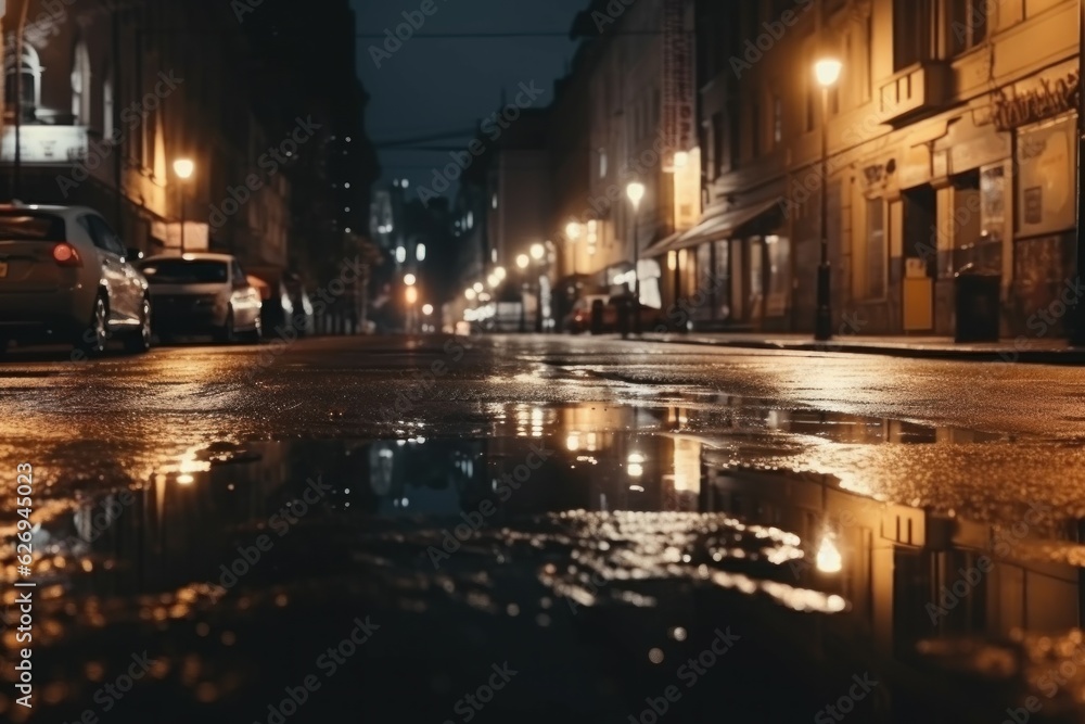 City night lights wet. Generate Ai
