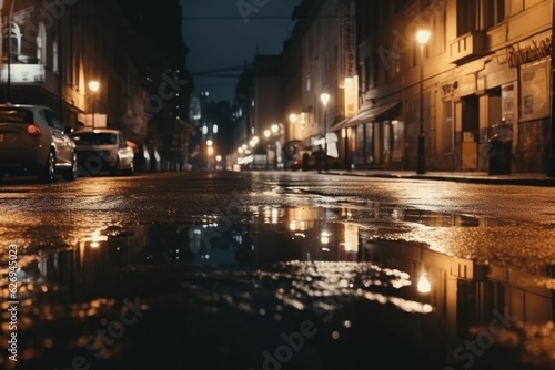 City night lights wet. Generate Ai