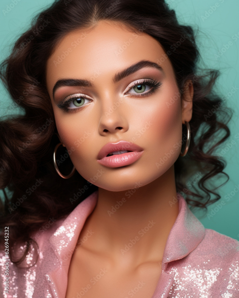Portrait of a beautiful woman with a fancy glitter color makeup Portrait of a beautiful woman with a fancy glitter color makeup