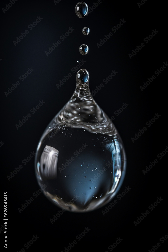 Close-up view of water droplet generative AI Close-up view of water droplet generative AI