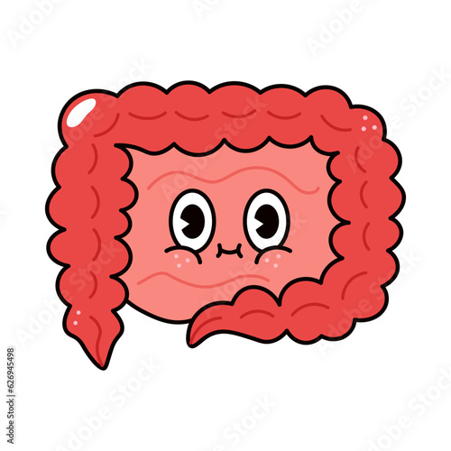 Intestines character. Vector hand drawn traditional cartoon vintage, retro, kawaii character illustration icon. Isolated on white background. Intestines character concept