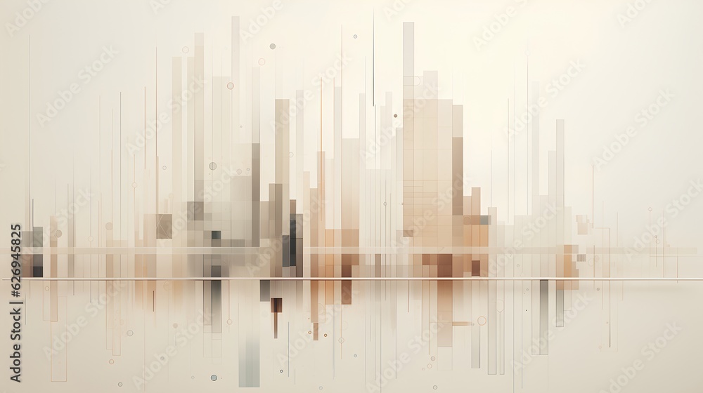 Abstract visualization of data graphs in subtle earth tones, data science concept. The study and extraction of knowledge from data sets presented in an aesthetically pleasing manner. Generative AI