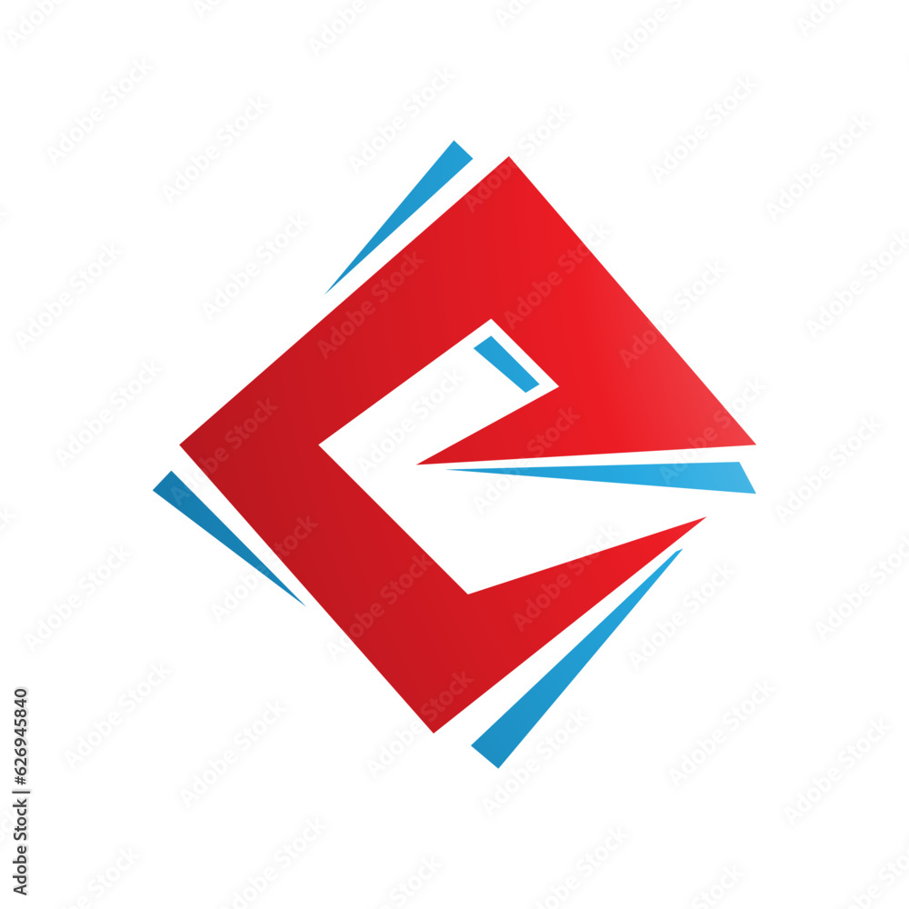 Red and Blue Square Diamond Letter E Icon Red and Blue Square Diamond Letter E Icon