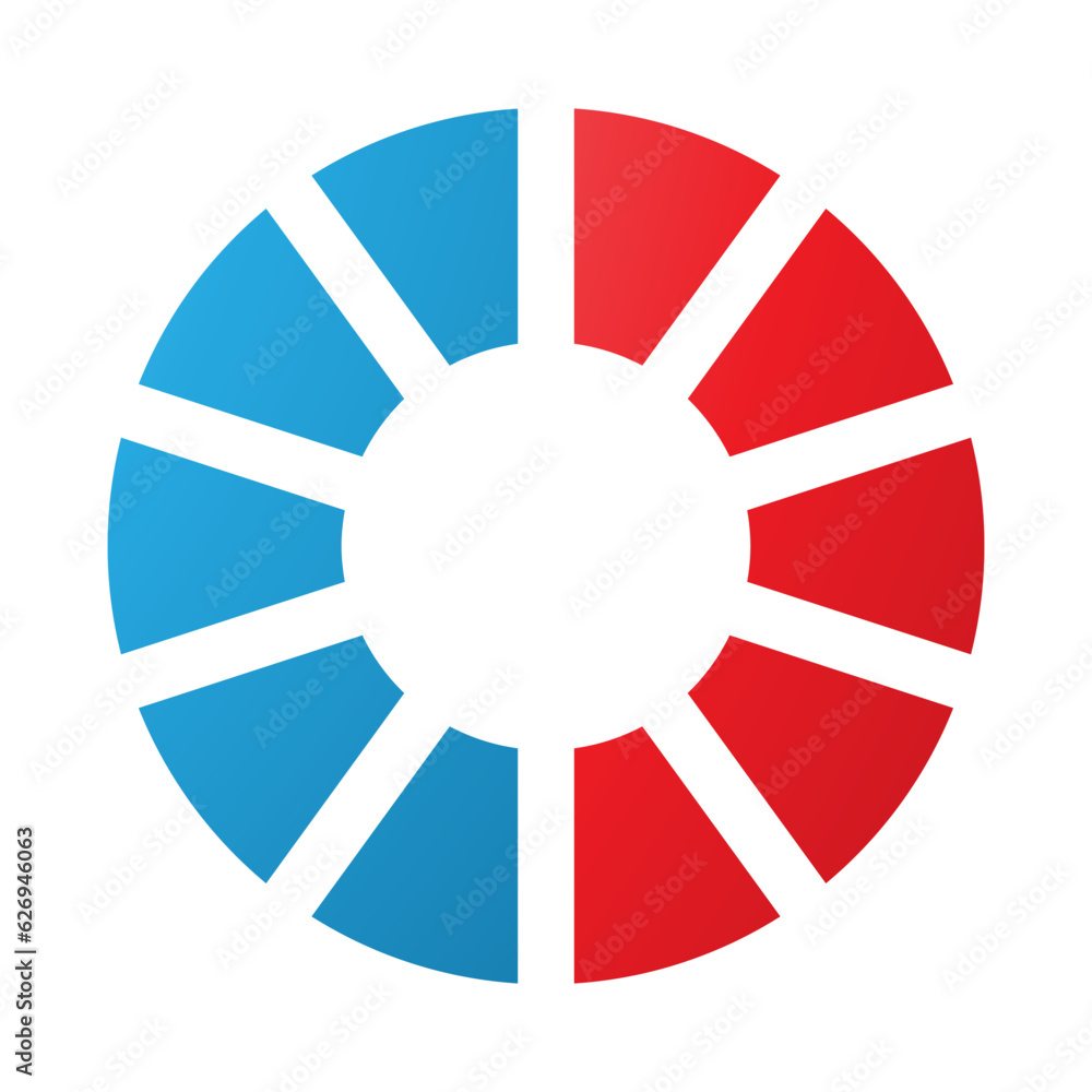 Red and Blue Striped Letter O Icon Red and Blue Striped Letter O Icon