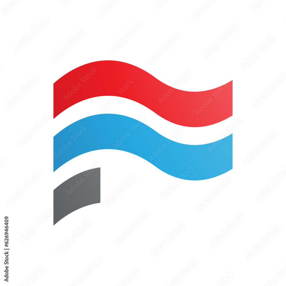 Red and Blue Wavy Flag Shaped Letter F Icon Red and Blue Wavy Flag Shaped Letter F Icon