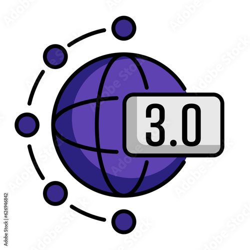 web 3.0 icon with global