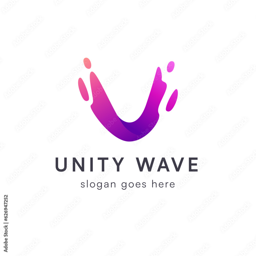 Minimal gradient v and u wave logo Minimal gradient v and u wave logo