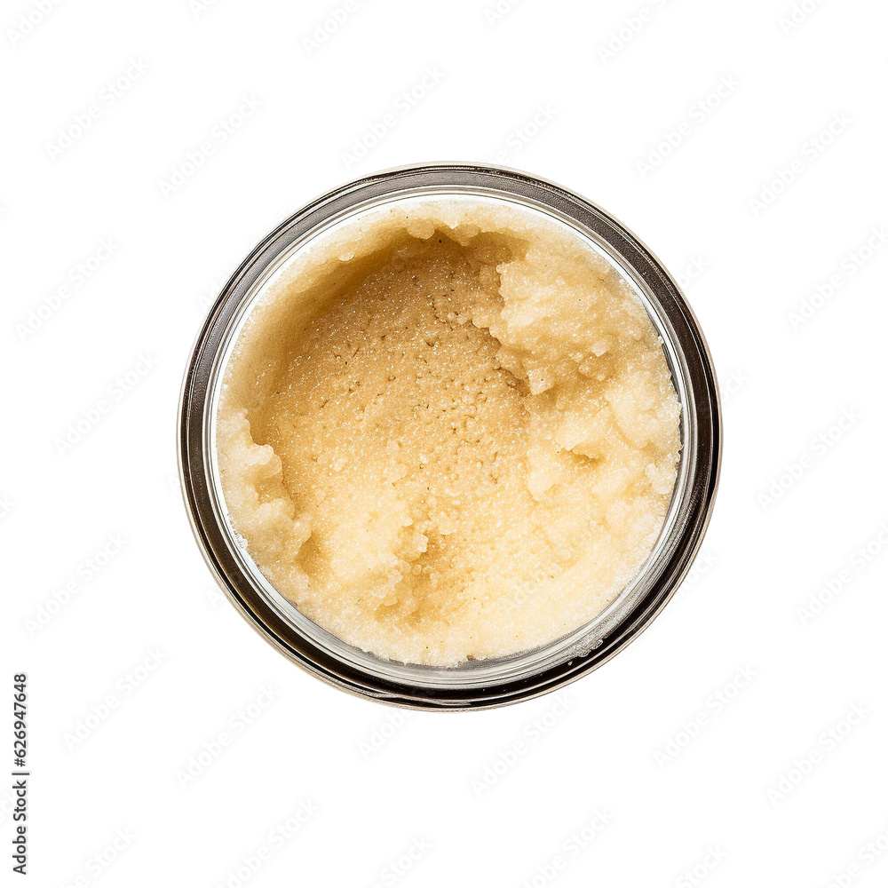 Isolated Cosmetic Jar with Exfoliating Scrub on Transparent Background. Macro Aesthetic Concept. Beauty Product. AI Generative Isolated Cosmetic Jar with Exfoliating Scrub on Transparent Background. Macro Aesthetic Concept. Beauty Product. AI Generative
